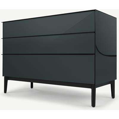 Silas Chest of Drawers, Midnight Grey Glass