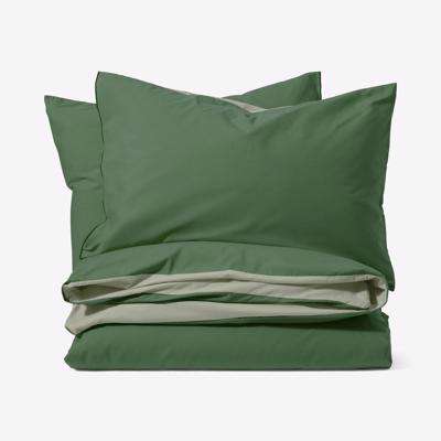 Solar 100% Cotton Reversible Duvet Cover + 2 Pillowcases, King Size, Moss Green & Soft Green