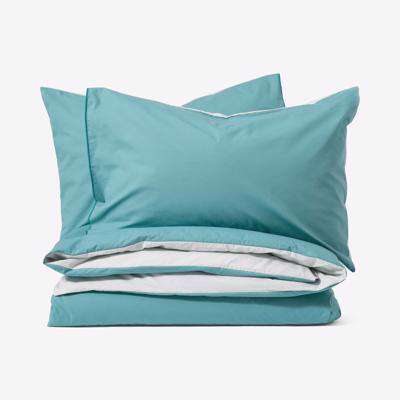 Solar 100% Cotton Reversible Duvet Cover + 2 Pillowcases, Double, Teal & Mist Blue