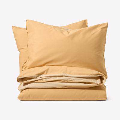 Solar 100% Cotton Reversible Duvet Cover + 2 Pillowcases, Double, Honey Brown & Natural