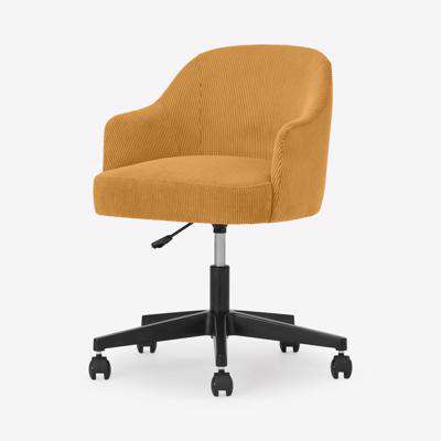 Swinton Office Chair, Mustard Corduroy Velvet with Black Legs