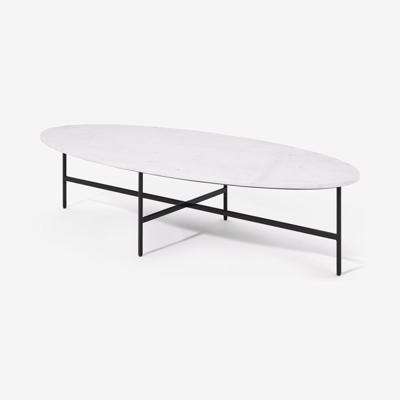 Tiziana Large Oval Coffee Table, White Marble