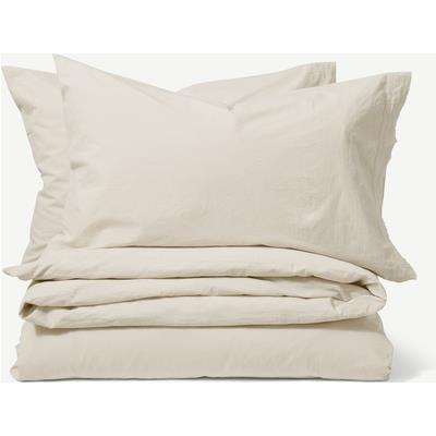 Zana 100% Organic Stonewashed Cotton Duvet Cover + 2 Pillowcases, King Size, Seafoam Blue
