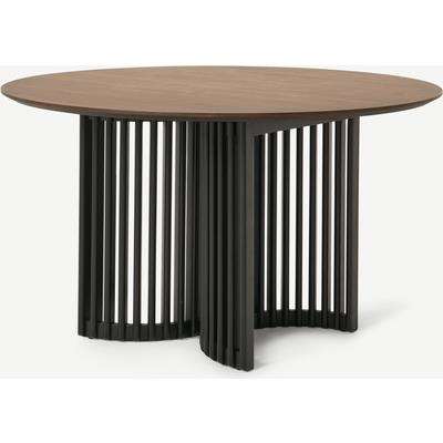 Zaragoza 4 Seat Round Dining Table, Walnut & Charcoal Black