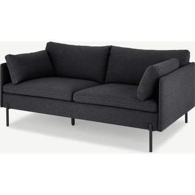 Zarina Large 2 Seater Sofa, Sterling Grey Fabric with Black Legs