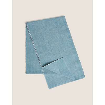 Cotton Ribbed Table Runner blue