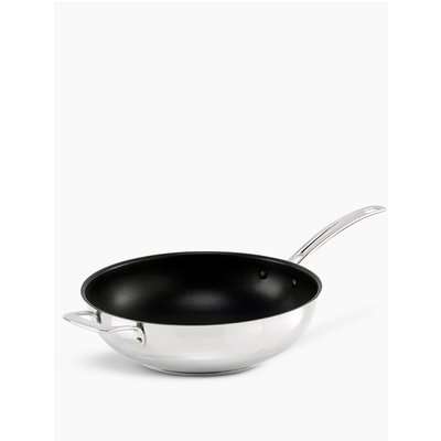 Stainless Steel 30cm Large Wok silver