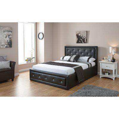 GFW Hollywood Faux Leather Ottoman Bed, Double, Faux Leather - White