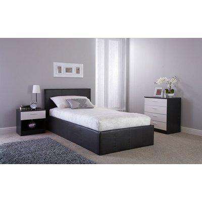 GFW Side Lift Ottoman Bed, Double, Faux Leather - Black