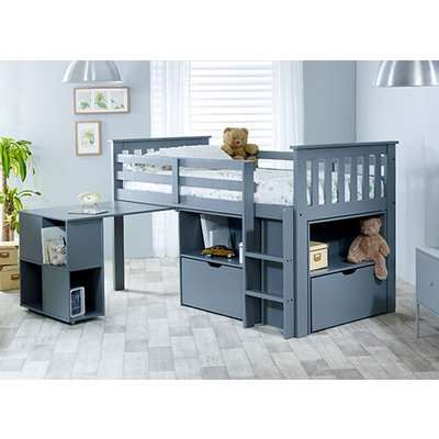 Bedmaster Grey Milo Desk Bed - Single (3' x 6'3")