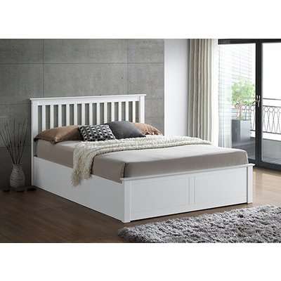 Bedmaster Malmo White Wooden Ottoman Bed - Small Double (4' x 6'3")