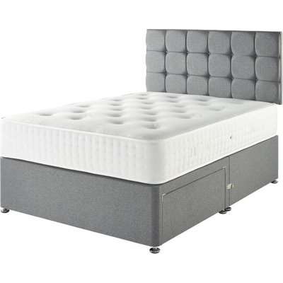Dreamland Cashmere 1000 Divan Bed Set with Matching Headboard - Small Double (4' x 6'3"), 2 Drawers, Dreamland_Titanium