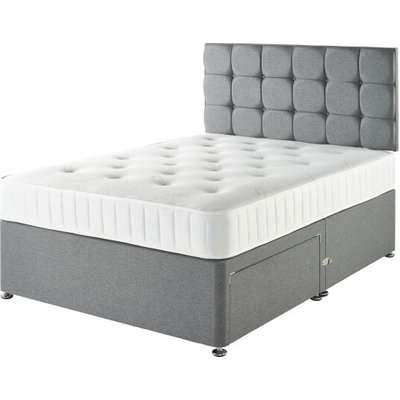 Dreamland Zante Orthopaedic Divan Bed Set with Matching Headboard - King Size (5' x 6'6"), 2 Drawers, Dreamland_Titanium