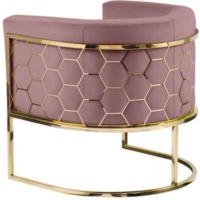 Alveare tub chair Brass -Blush pink