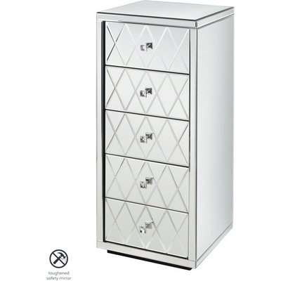 KNIGHTSBRIDGE  Mirrored Tallboy Chest with 5 Drawers and Plinth