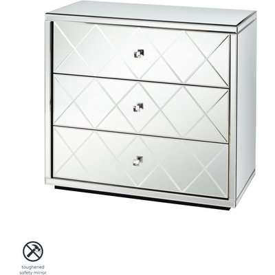 KNIGHTSBRIDGE Mirrored Low Chest with 3 Drawers and Plinth