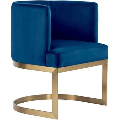 Lasco Dining Chair - Navy - Brushed Brass Finish