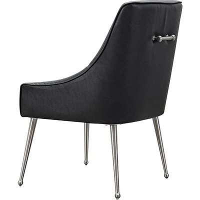 Mason Dining Chair Black Faux Leather - Brushed Silver Legs
