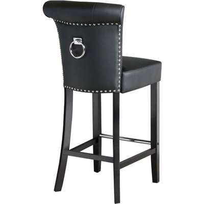 Positano Bar stool with Back Ring - Black PU leather