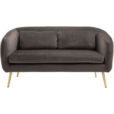 Roanna Two Seat Sofa - Carbon - Silver + Brass Legs