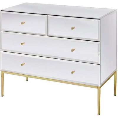 Stiletto Toughened White Glass and Brass Chest of Drawers