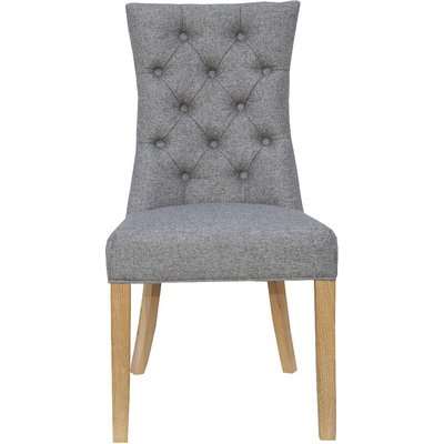 Brittany Light Grey Curved Button Back Chairs - Light Grey