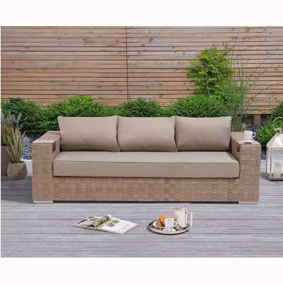 Cardinal Taupe and Brown Wicker 3 Seater Garden Sofa