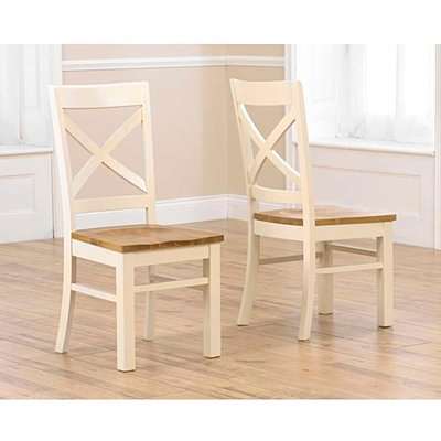 Cavendish Solid Oak and Cream Dining Chairs - Cream