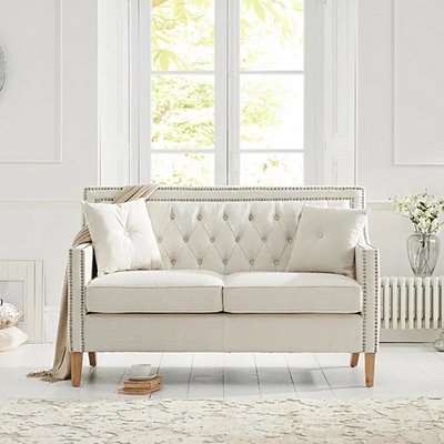 Chatsworth Chesterfield Ivory Linen 2 Seater Sofa