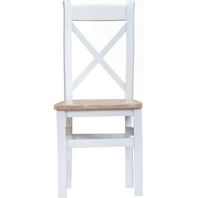Eden Oak and White Cross Back Dining Chairs - Oak and White