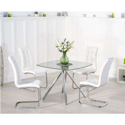 Elva 100cm Glass Dining Table with Lorin Chairs