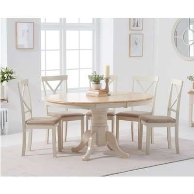 Epsom Cream Pedestal Extending Dining Table with Chairs - Cream, 4 Chairs