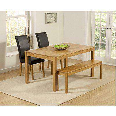 Ex-display Oxford 120cm Solid Oak Dining Table with 1 Bench and 2 BLACK Oxford Chairs