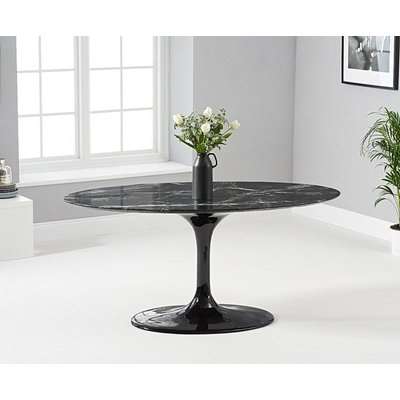 Ex-display Brighton 160cm Marble Oval Black Dining Table