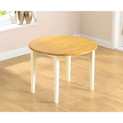 Genoa 100cm Oak and Cream Painted Drop Leaf Extending Dining Table