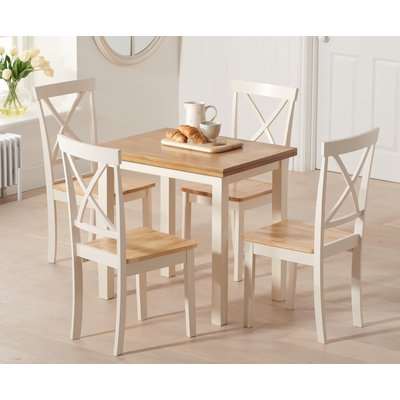 Hastings Extending Cream And Oak Table With Epsom Chairs - Cream, 2 Chairs