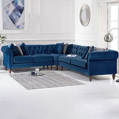 Limoges Medium Blue Velvet Corner Sofa
