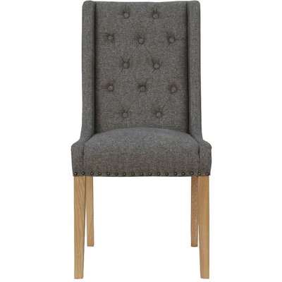 Lincoln Dark Grey Button Back Studded Dining Chairs - Dark Grey, 2 Chairs