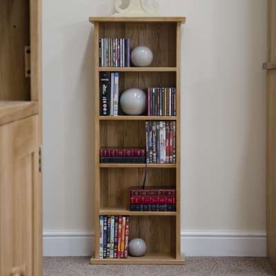 Marseille Solid Oak CD/DVD Storage Tower / Small Bookcase