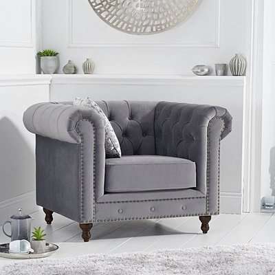 Milano Chesterfield Grey Velvet Armchair