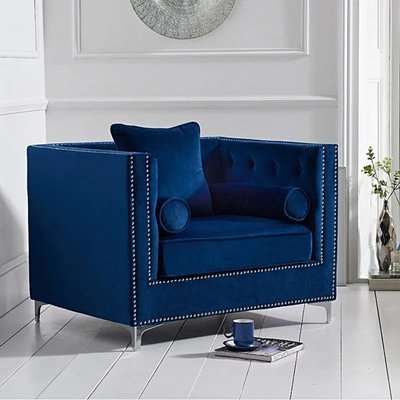 New York Blue Velvet Armchair