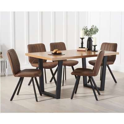 Orangon 160cm Industrial Dining Table with Dexter Faux Leather Chairs