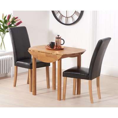 Oxford 90cm Solid Oak Drop Leaf Extending Dining Table with Albany Black Chairs