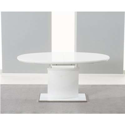Santana 160cm White High Gloss Extending Pedestal Dining Table