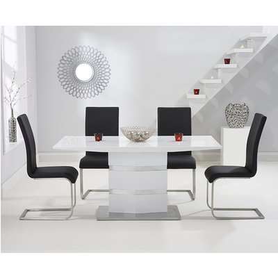 Serena 160cm White High Gloss Dining Table with Malaga Chairs