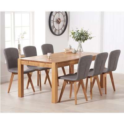 Verona 150cm Oak Table With Tivoli Faux Leather Chairs - Grey, 4 Chairs