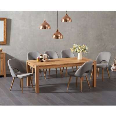 Verona 180cm Solid Oak Dining Table with Halifax Fabric Chairs - Grey, 6 Chairs