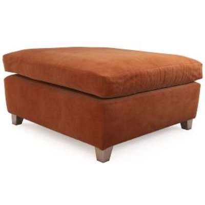 Fanshawe Square Footstool, Fixed Cover and Greyed Oak Legs - Terra Linen
