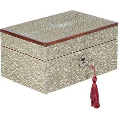 Faux Shagreen Lockable Watch Box - Taupe