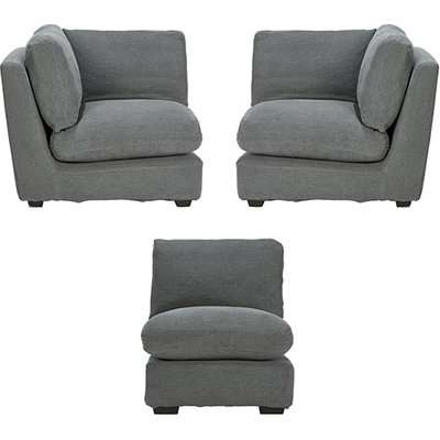 Savile Sofa Chair and Corner Unit Set - Charcoal